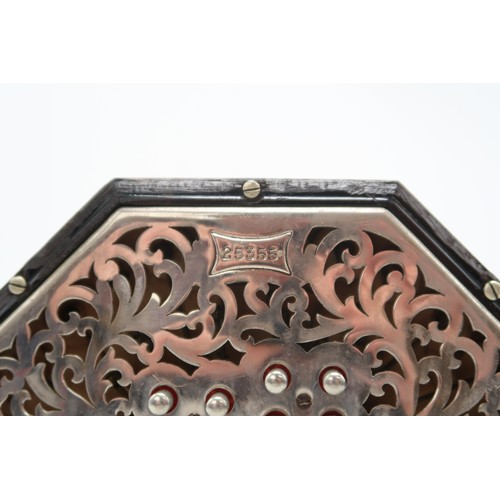 553 - C. WHEATSTONEforty-eight button concertina, serial no. 25355, with pierced nickel plate ends, 16.5cm... 