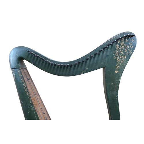 551 - A HARP BY JOSEPH GEORGE MORLEYfeaturing delicate shamrock motifs on a green ground. The maker's pain... 
