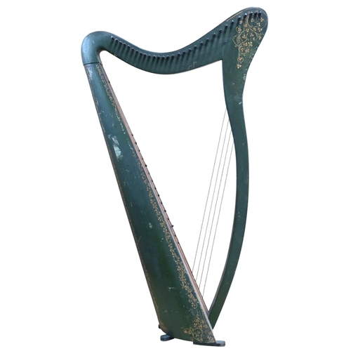 551 - A HARP BY JOSEPH GEORGE MORLEYfeaturing delicate shamrock motifs on a green ground. The maker's pain... 