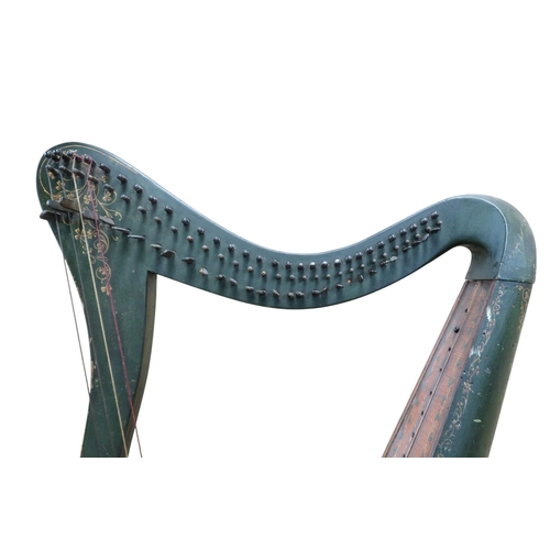 551 - A HARP BY JOSEPH GEORGE MORLEYfeaturing delicate shamrock motifs on a green ground. The maker's pain... 