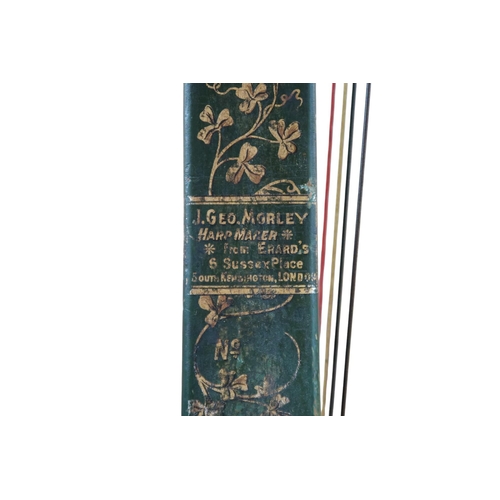 551 - A HARP BY JOSEPH GEORGE MORLEYfeaturing delicate shamrock motifs on a green ground. The maker's pain... 