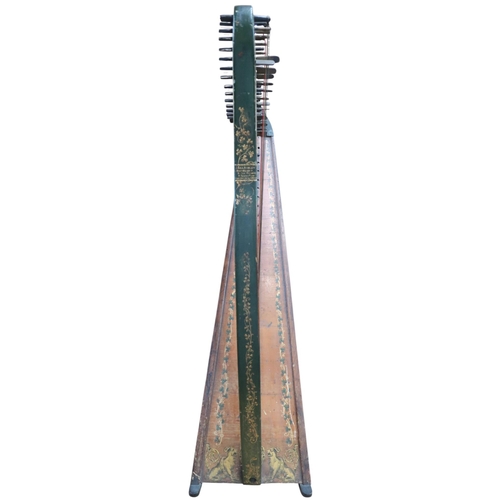 551 - A HARP BY JOSEPH GEORGE MORLEYfeaturing delicate shamrock motifs on a green ground. The maker's pain... 