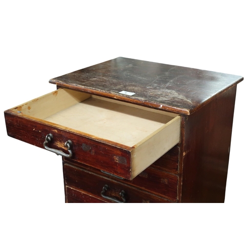 6 - An early 20th century stained pine six drawer counter top chest with brass drawer pulls, 51cm high x... 