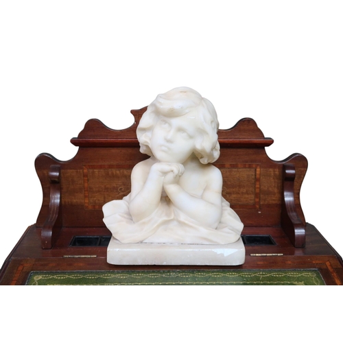 8 - A lot comprising an early 20th century mahogany and satinwood inlaid ladies writing desk with hinged... 