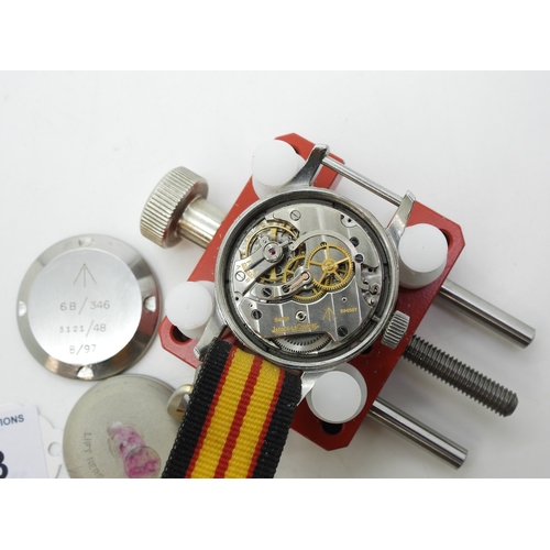 2873 - A JAEGER LE COULTRE MILITARY ISSUEstainless steel case, manual wind wristwatch, with black dial and ... 