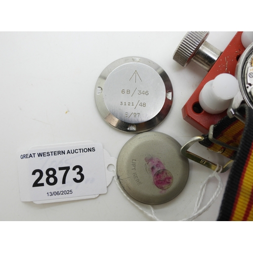 2873 - A JAEGER LE COULTRE MILITARY ISSUEstainless steel case, manual wind wristwatch, with black dial and ... 