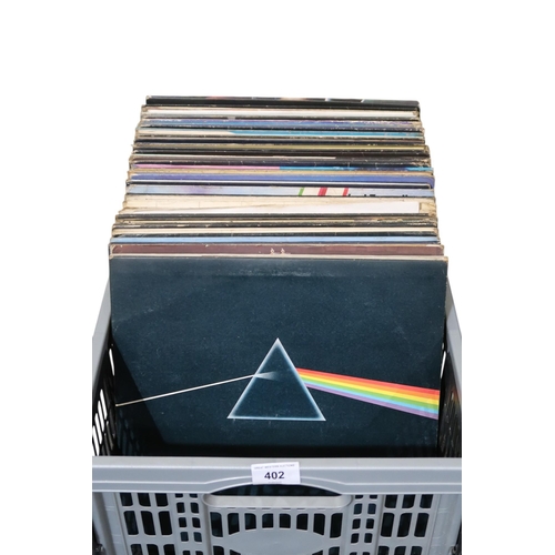 402 - VINYL LP RECORDS, a box of mostly classic rock to include Pink Floyd, Led Zeppelin, The Who, Jeff Be... 