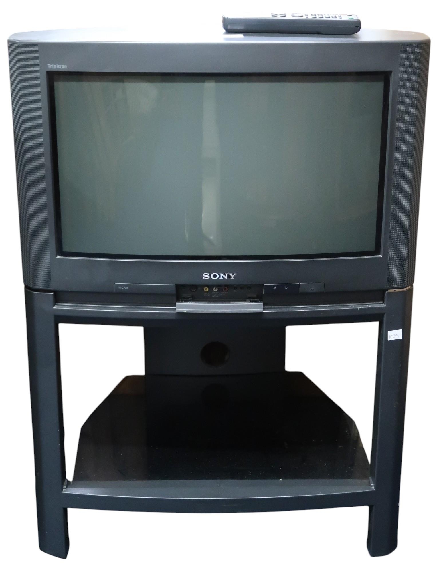A late 20th century Sony Trinitron CRT 22.5 inch television on stand ...
