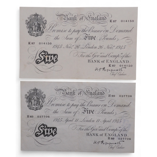GEORGE VI (1936-1952) BANK OF ENGLAND £5 BANKNOTE 1945