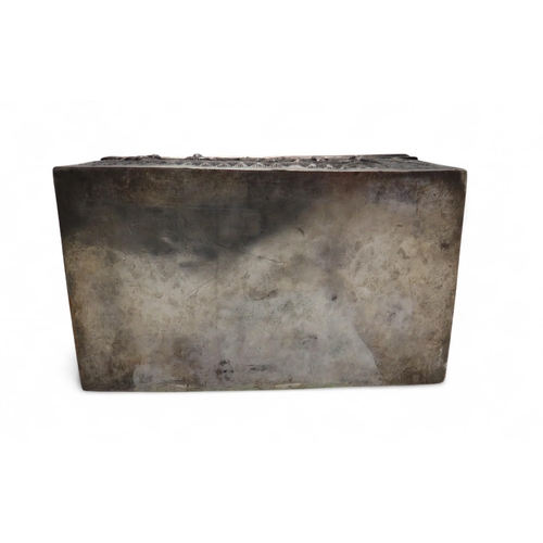 282 - A Burmese silver jewellery box, of rectangular form, decorated in repousse with figures within lands... 