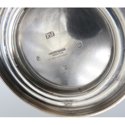 284 - A Scottish three piece silver tea service, by Hamilton & Inches, Edinburgh 1922, of baluster for... 