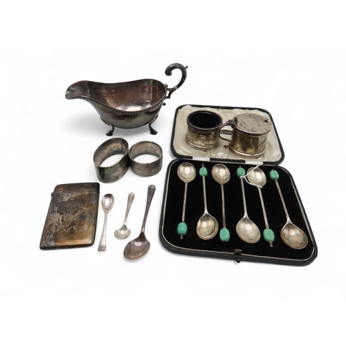 290 - A silver sauceboat, by William Hutton & Sons, Sheffield, with a flying scroll handle, a part cru... 