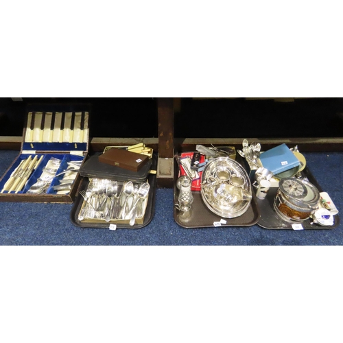 308 - A large collection of EPNS including entree dishes, loose cutlery, tobacco jars, canteens etc