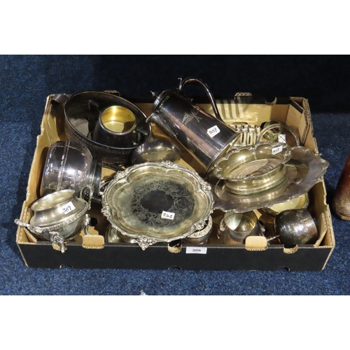 309 - A collection of EPNS including an Old Sheffield plate bottle stand, waiters,  goblets, coffee pots, ... 