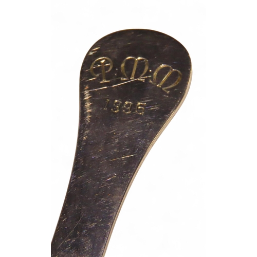 299A - A Scottish silver letter opener, possibly Lawrence R Watson & Co, Edinburgh 1951, the finial wit... 