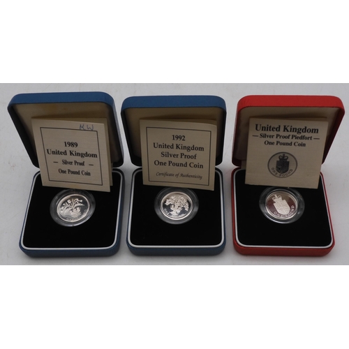 330 - A lot comprising twelve various silver commemorative and silver proof coins to include Piedfort 1999... 