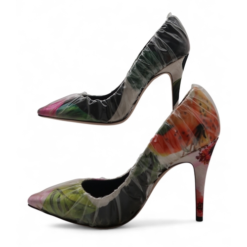 6029 - Two pair's of Jimmy Choo Off-White Anne 100 floral mix/transparent high heel shoes, size 35.5 and 38... 