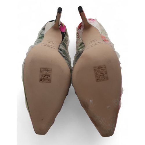 6029 - Two pair's of Jimmy Choo Off-White Anne 100 floral mix/transparent high heel shoes, size 35.5 and 38... 