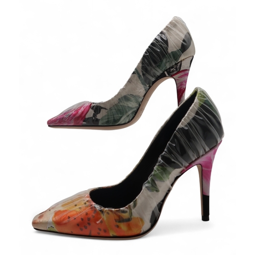 6029 - Two pair's of Jimmy Choo Off-White Anne 100 floral mix/transparent high heel shoes, size 35.5 and 38... 