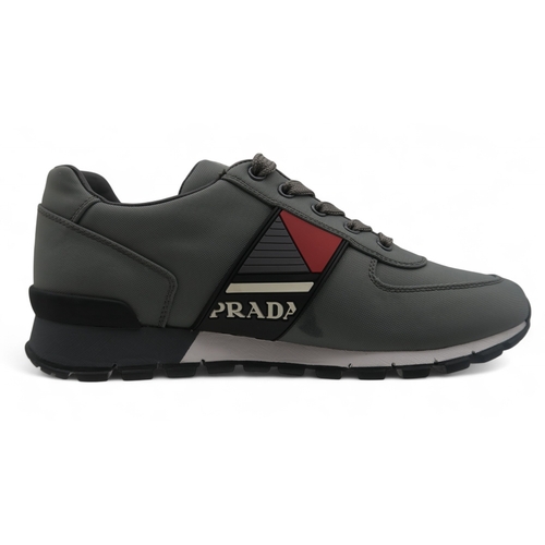A pair of Prada Match Race grey sneakers / trainers, UK 6, with box ...