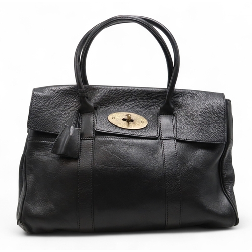6121 - Mulberry - A black leather Bayswater handbag, with gold-tone hardware, with rolled leather handles, ... 
