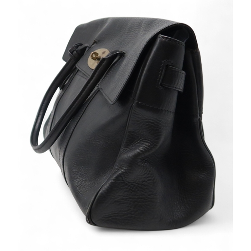 6121 - Mulberry - A black leather Bayswater handbag, with gold-tone hardware, with rolled leather handles, ... 