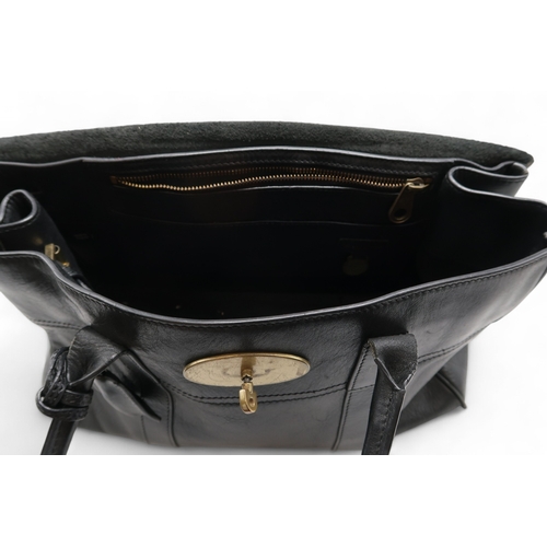 6121 - Mulberry - A black leather Bayswater handbag, with gold-tone hardware, with rolled leather handles, ... 