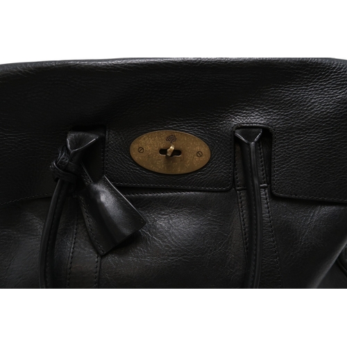 6121 - Mulberry - A black leather Bayswater handbag, with gold-tone hardware, with rolled leather handles, ... 