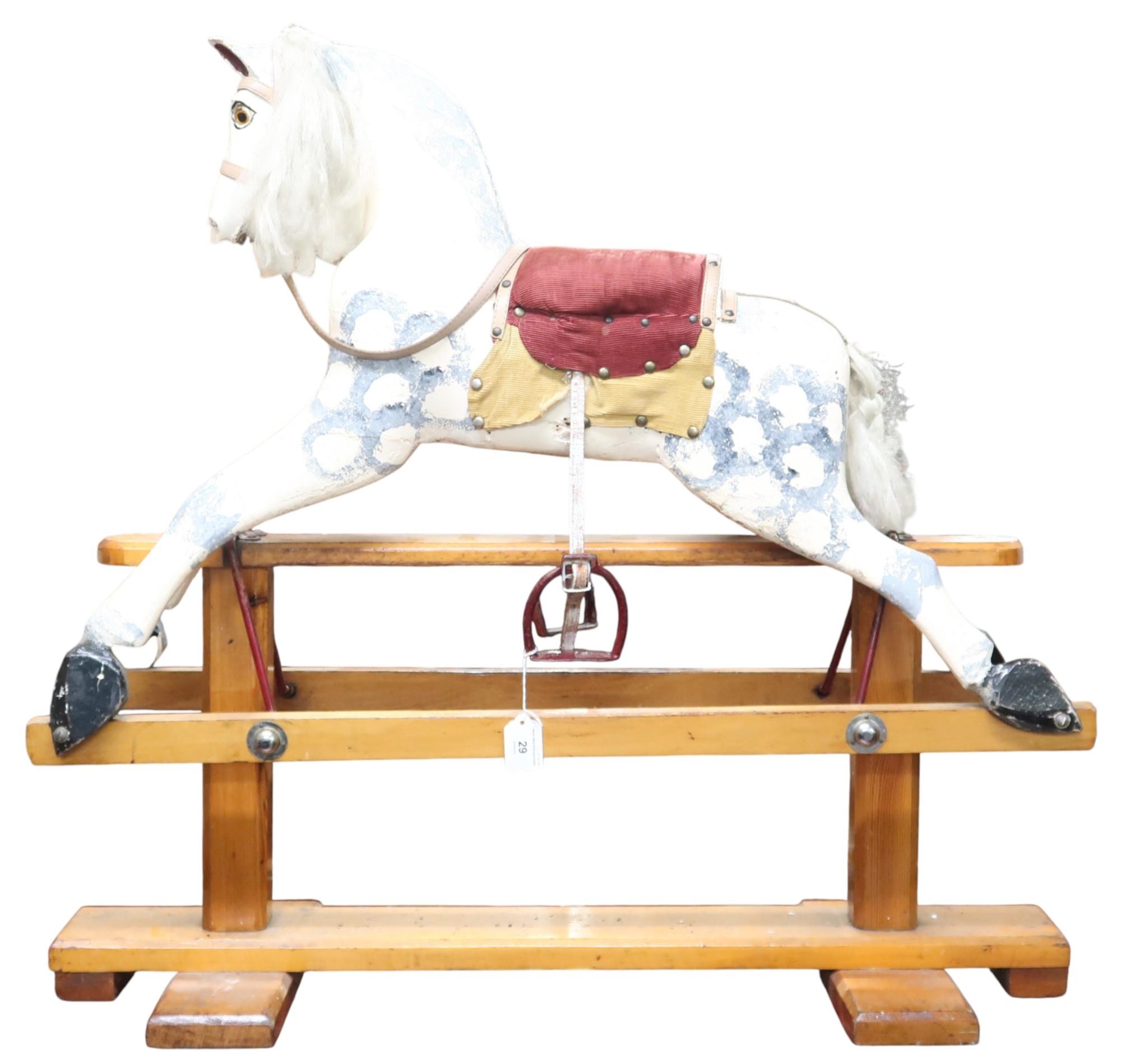 A 20th century Leeway child's rocking horse with faux horsehair mane ...
