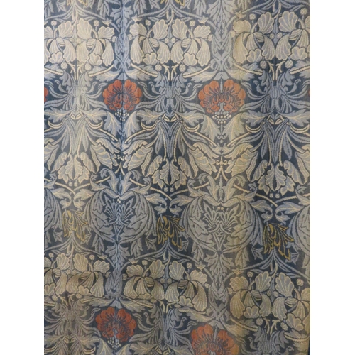 2188 - WILLIAM MORRIS (1834-1896) A PAIR OF TULIP AND ROSE WOVEN WOOL CURTAINS with dark blue panels to eit... 