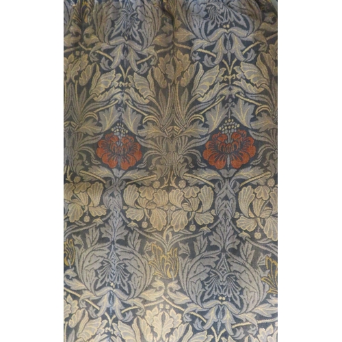 2188 - WILLIAM MORRIS (1834-1896) A PAIR OF TULIP AND ROSE WOVEN WOOL CURTAINS with dark blue panels to eit... 