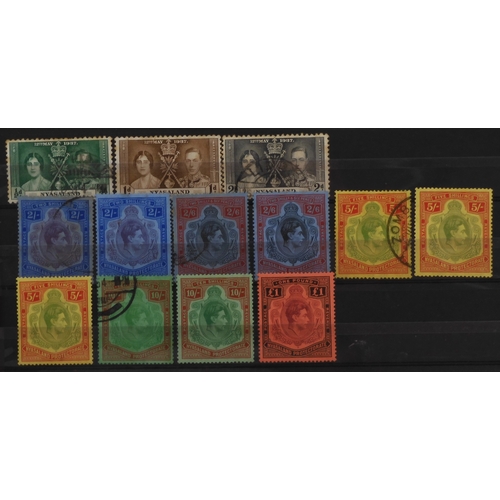 7121 - NYASALAND a collection on stock pages from 1934 to 1963 to include 1934 set mint and used, 1937 set ... 