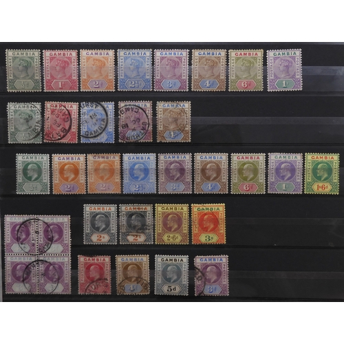 7126 - GAMBIA 1880 -1953 a fairly comprehensive collection on stock pages to include Crown C.C. watermarks ... 