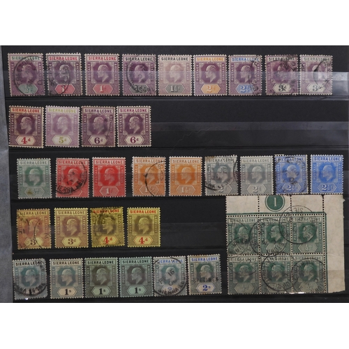 7127 - SIERRA LEONE a collection on three stock pages to include 6d x 3 no watermark, 1872 sg8 x 2 sg10 use... 
