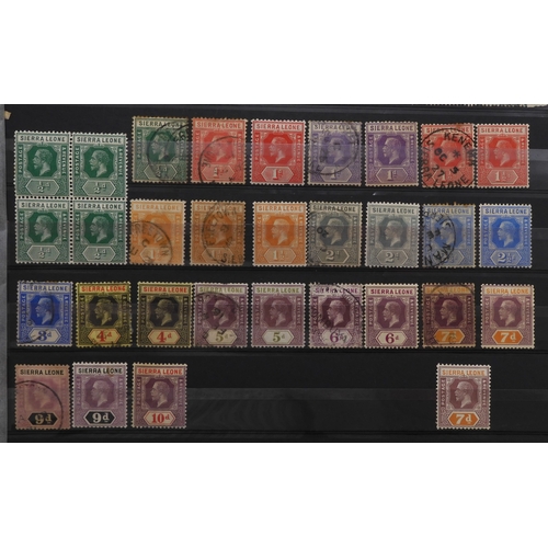 7127 - SIERRA LEONE a collection on three stock pages to include 6d x 3 no watermark, 1872 sg8 x 2 sg10 use... 