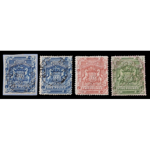 7130 - RHODESIA 1892 to 1909 on stock pages to include 1d, 1/-, both 2/6 mint (sg6 unused), used to £1 = po... 