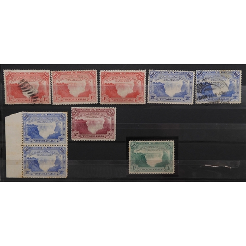 7130 - RHODESIA 1892 to 1909 on stock pages to include 1d, 1/-, both 2/6 mint (sg6 unused), used to £1 = po... 