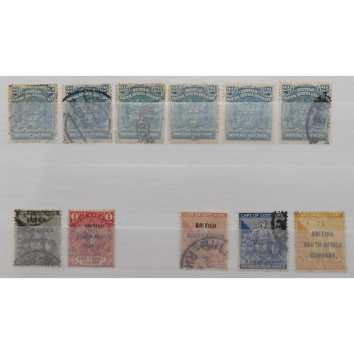 7130 - RHODESIA 1892 to 1909 on stock pages to include 1d, 1/-, both 2/6 mint (sg6 unused), used to £1 = po... 