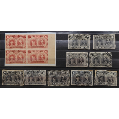 7134 - RHODESIA 1910-1913 on stock book pages of George V and Queen Mary with values to £1 mainly used but ... 