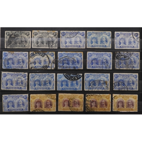 7134 - RHODESIA 1910-1913 on stock book pages of George V and Queen Mary with values to £1 mainly used but ... 