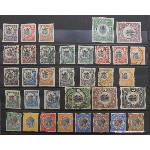 7137 - TANGANYIKA 1922-1924  mint to 2/- (2/- watermark Sideways), used to 3/- (1/-, 2/-, 3/- watermarks si... 