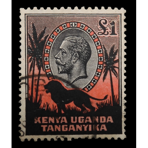 7138 - KENYA UGANDA TANGANYIKA sg123 £1 black and red very fine circular date stamp used