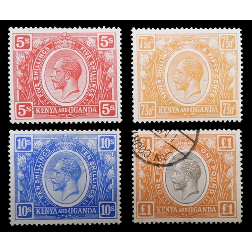 7139 - KENYA UGANDA TANGANYIKA  1922 set to 10/- (no 3/-) plus £1 used with law court cancel plus shades of... 
