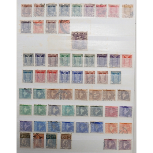 7144 - INDIA a collection on six stock book pages with many good stamps, noted 1854 4 ANNAS x 4 cut to shap... 