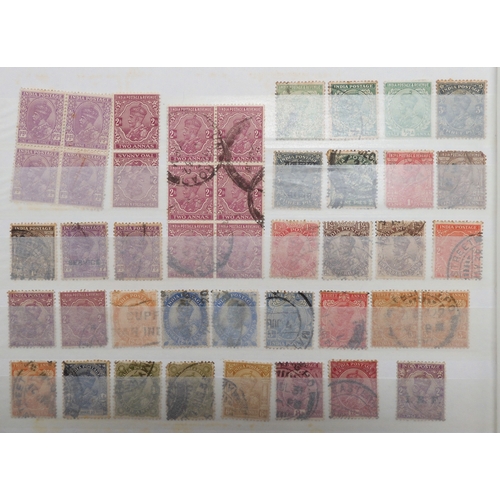 7144 - INDIA a collection on six stock book pages with many good stamps, noted 1854 4 ANNAS x 4 cut to shap... 