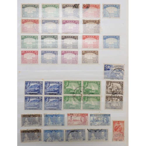 7145 - ADEN and MIDDLE EAST a collection on stock book pages to include Aden 1937 set mint and used to 1R, ... 