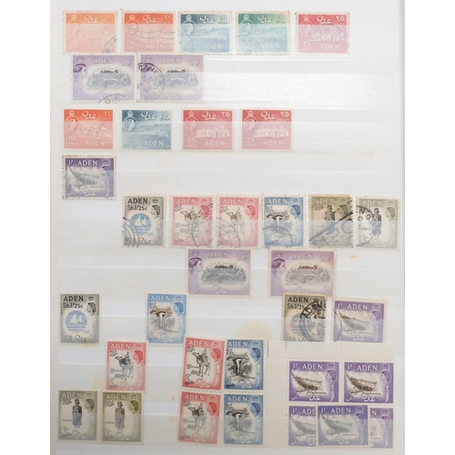 7145 - ADEN and MIDDLE EAST a collection on stock book pages to include Aden 1937 set mint and used to 1R, ... 