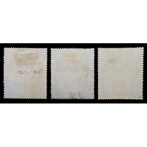 7149 - St Helena 1922 set varieties, to include 1d green sg98a broken mainmast used, 3d blue sg101c cleft r... 