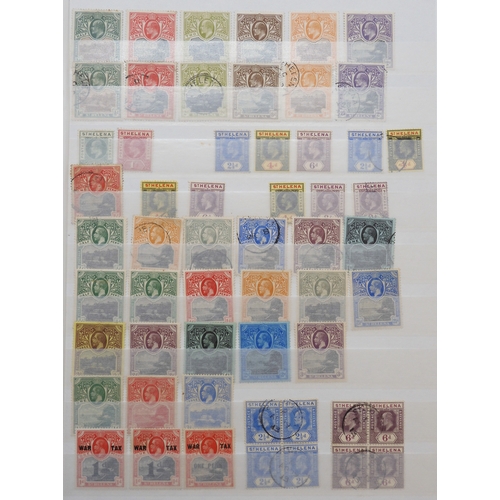 7151 - ST HELENA up to 1953 on three stock book pages including mint overprint to 1/- and used to 4d, also ... 