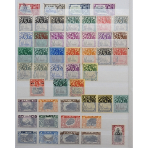 7151 - ST HELENA up to 1953 on three stock book pages including mint overprint to 1/- and used to 4d, also ... 